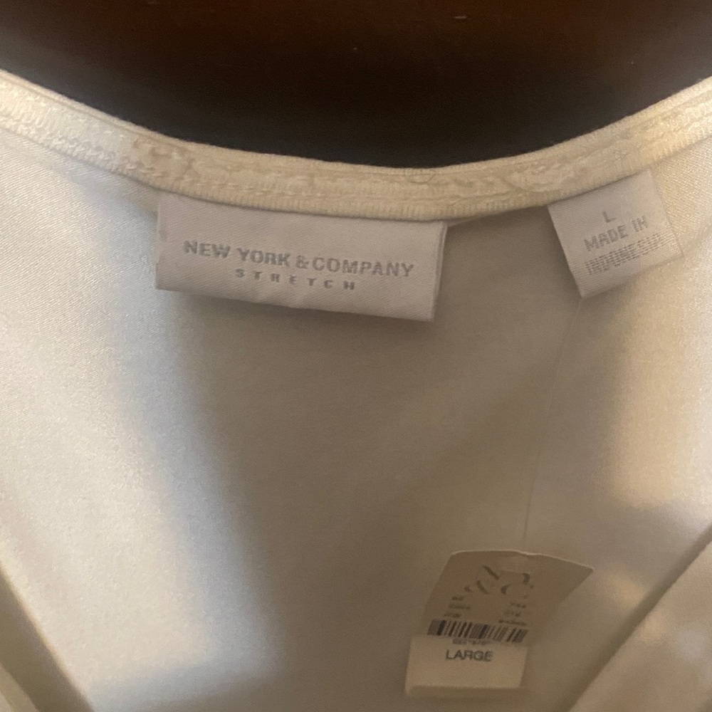 New York & Company Ivory Stretch Blouse